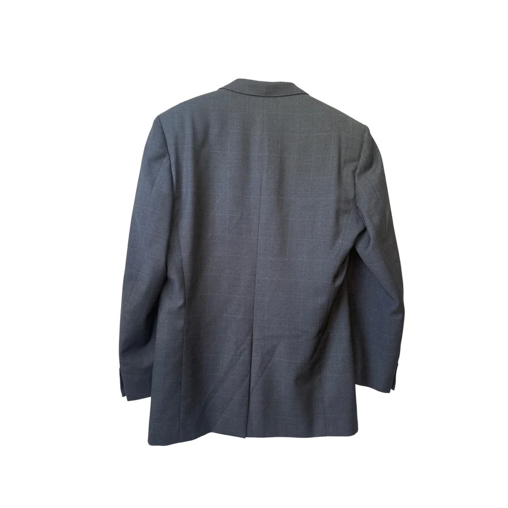 Brioni Wool Windowpane Blazer 44L Made In‎ Italy 2 Button Luxury Modern Tailored